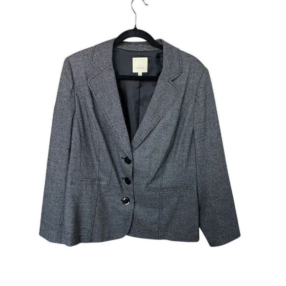 Sejour Women's Plus Size 16 Gray Herringbone Blazer Jacket - Picture 1 of 5